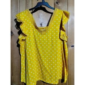 Bobbie Brooks dark yellow polka dot top size 2X